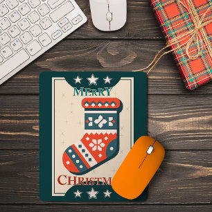 Vintage-Weihnachtskarte mit Strumpf-Illustration Mousepad