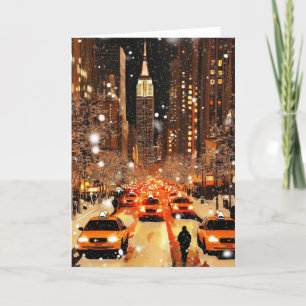 Vintage-Weihnachtskarte New York NYC Stadt Feiertagskarte