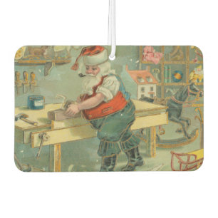 Vintage-Weihnachtskarte - Santa in seiner Werkstat Autolufterfrischer