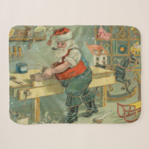 Vintage-Weihnachtskarte - Santa in seiner Werkstat Sherpadecke