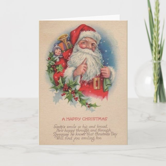 Vintage Weihnachtskarte "Santy" Feiertagskarte (Vorderseite)