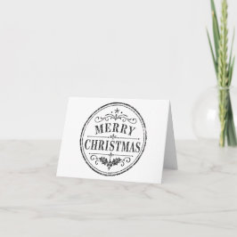 vintage Weihnachtskarte schwarz-weiß gefaltet Dankeskarte