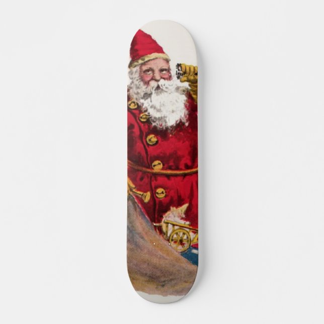 Vintage Weihnachtskarte Skateboard (Vorne)