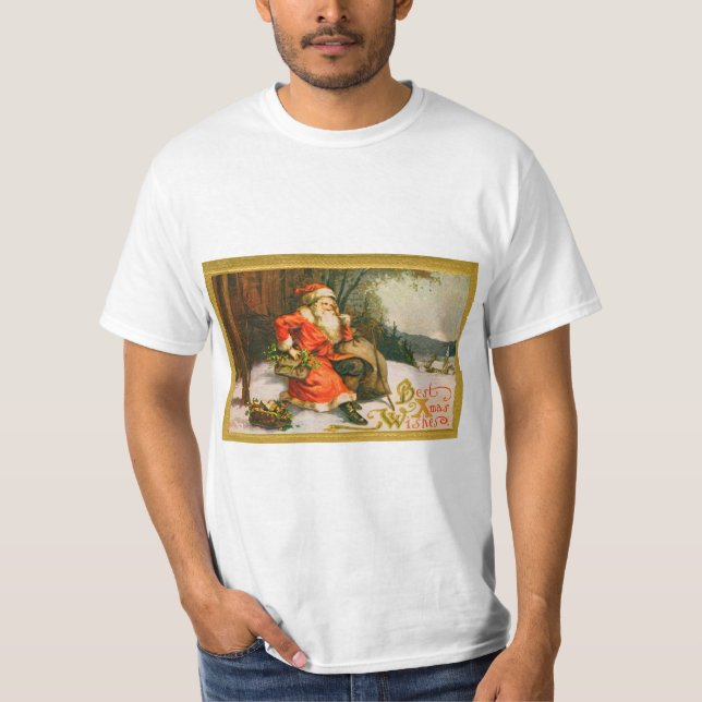 Vintage Weihnachtskarte T-Shirt (Vorderseite)