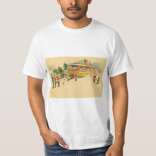 Vintage Weihnachtskarte T-Shirt (Vorderseite)