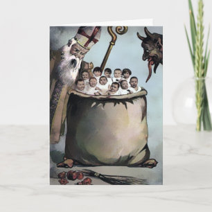 Vintage Weihnachtskarte und Krampus Feiertagskarte