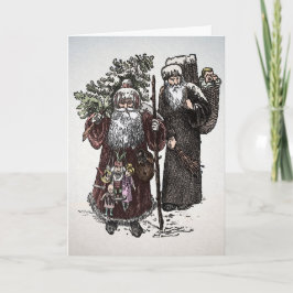 Vintage Weihnachtskarte und Pere Fouettard Weihnac Feiertagskarte