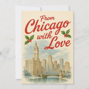 Vintage Weihnachtskarte von Chicago Feiertagskarte