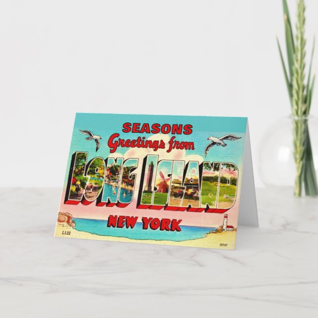 Vintage-Weihnachtskarte von Long Island Feiertagskarte (Vorderseite)