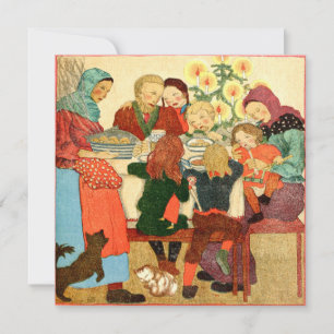 Vintage-Weihnachtskarte   Weihnachtsdiner Feiertagskarte