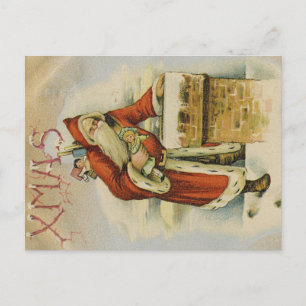 Vintage-Weihnachtskarte, Weihnachtsmann, Schornste Postkarte