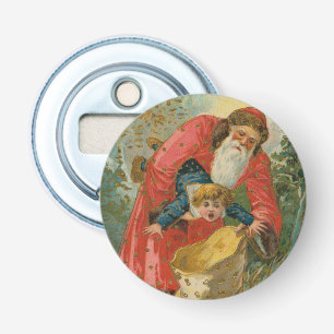 Vintage Weihnachtskarte, Weihnachtsmann, unartiges Flaschenöffner
