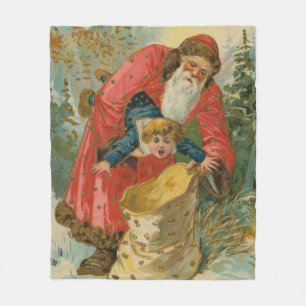 Vintage Weihnachtskarte, Weihnachtsmann, unartiges Fleecedecke