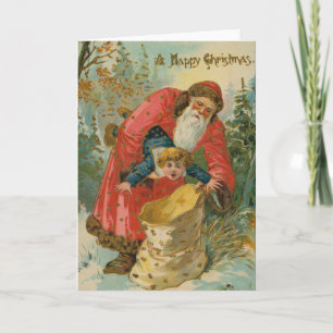 Vintage-Weihnachtskarte, Weihnachtsmann, unartiges Karte