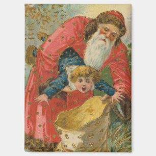 Vintage Weihnachtskarte, Weihnachtsmann, unartiges Magnet