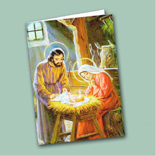 Vintage-Weihnachtskarte zur Geburt Christi Feiertagskarte