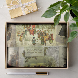 Vintage-Weihnachtskarten-Bilder Collage Seidenpapier