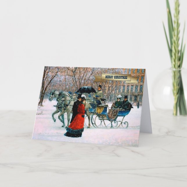 Vintage Weihnachtskarten der Pariser Szene Feiertagskarte (Vorderseite)