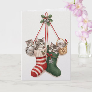 Vintage Weihnachtskätzchen entzückend Karte