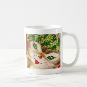 vintage Weihnachtskatze Kaffeetasse