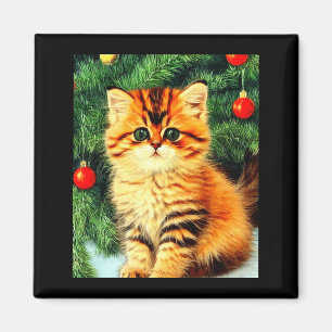 Vintage-Weihnachtskatze  Magnet