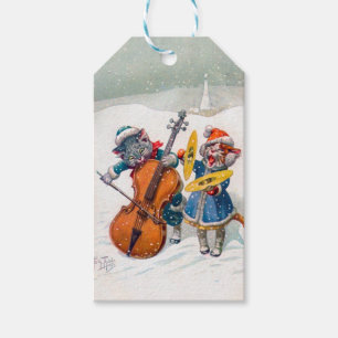 Vintage Weihnachtskatzen, Arthur Thiele Geschenkanhänger