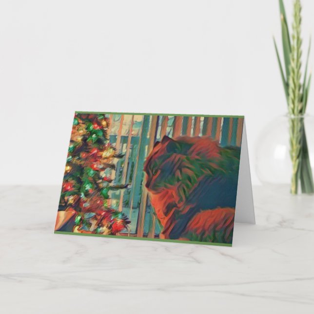 Vintage Weihnachtskatzen-Feiertags-Karte Karte (Vorderseite)