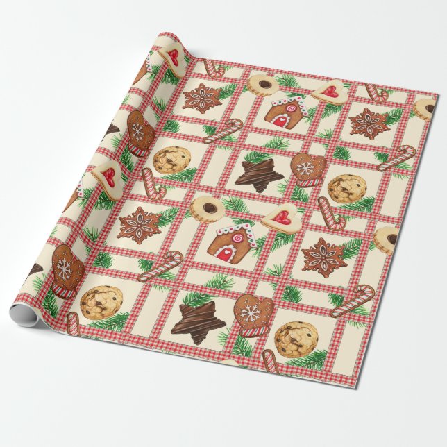 Vintage Weihnachtskekse Geschenkpapier (Ungerollt)