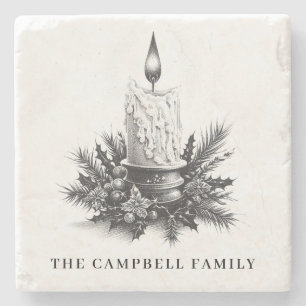 Vintage-Weihnachtskerzen-Familienname Steinuntersetzer