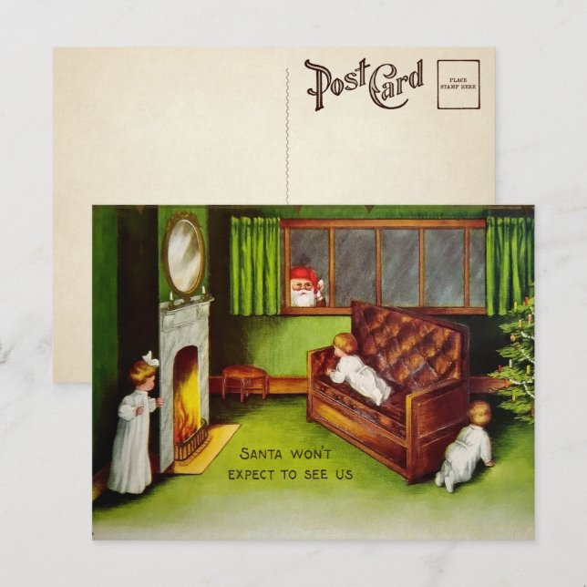 Vintage Weihnachtskinder - Postkarte (Vorne/Hinten)