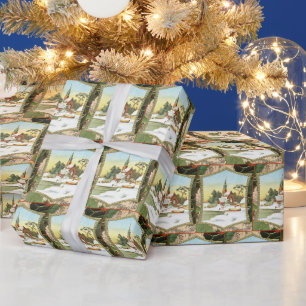 Vintage Weihnachtskirche gefliest Geschenkpapier