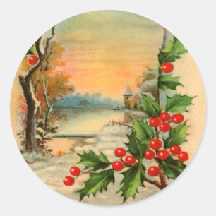 Vintage Weihnachtskirchen-und Runder Aufkleber