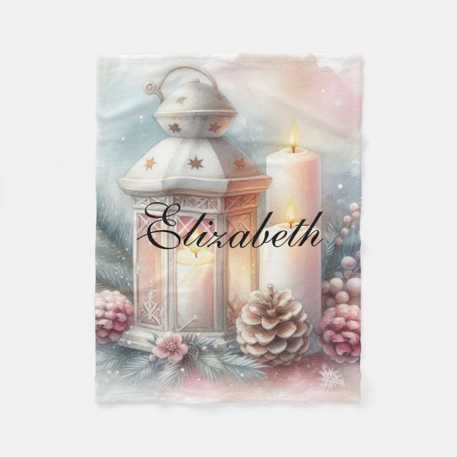 Vintage Weihnachtsklangen und Ornamente Fleecedecke (Vorderseite)