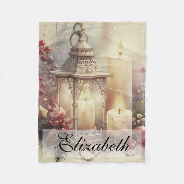 Vintage Weihnachtsklangen und Ornamente Fleecedecke (Vorderseite)