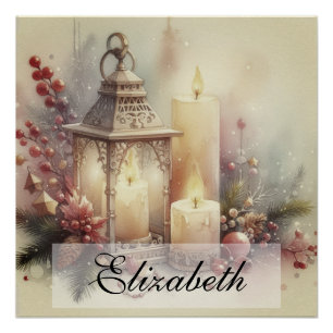 Vintage Weihnachtsklangen und Ornamente Poster