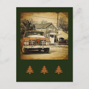 Vintage-Weihnachtsklassiker-LKW Postkarte