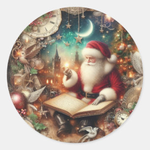 Vintage Weihnachtskleber Runder Aufkleber