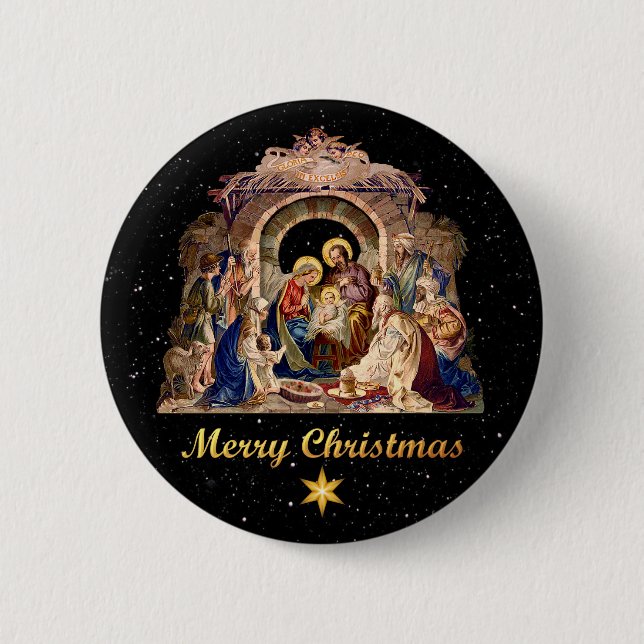 Vintage-Weihnachtsknopf Button (Vorderseite)