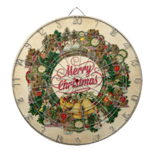 Vintage-Weihnachtskranz (Frohe Weihnachten) Dartscheibe