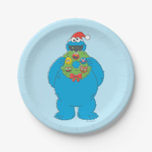 Vintage-Weihnachtskranz mit dem Cookie-Monster Pappteller