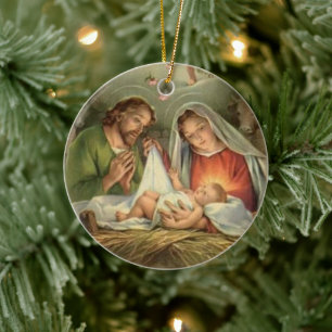 Vintage Weihnachtskrippe Jesus Mary Keramik Ornament