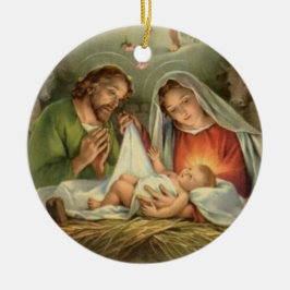 Vintage Weihnachtskrippe Jesus Mary  Keramik Ornament