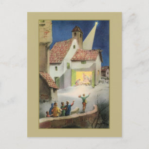 Vintage Weihnachtskrippe, Stern von Bethlehem Postkarte