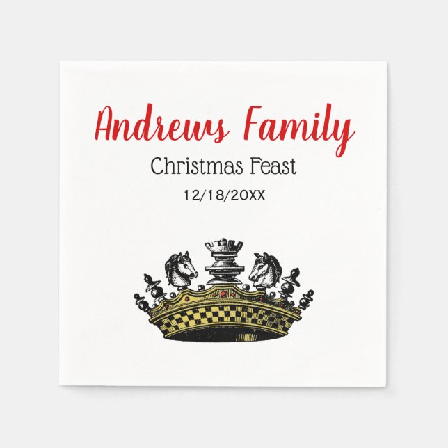 Vintage Weihnachtskrone mit Schachfarbe Serviette (Vorderseite)