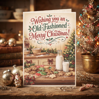 Vintage-Weihnachtsküche Feiertage | Retro-Backen Karte