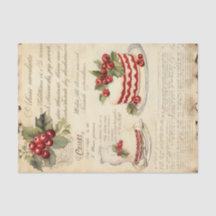 Vintage-Weihnachtskuchen-Rezeptkarte Decoupage