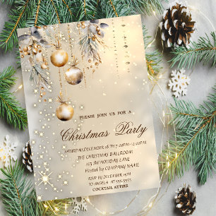 Vintage Weihnachtskugeln Goldene Weihnachtsfeier Einladung