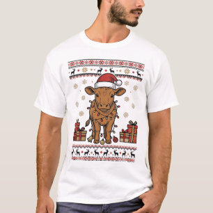 Vintage-Weihnachtskuh-Feiertags-Vektor-Shirt-Desig T-Shirt