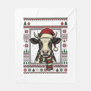 Vintage-Weihnachtskuh hässliches Sweatshirt-Shirt- Fleecedecke