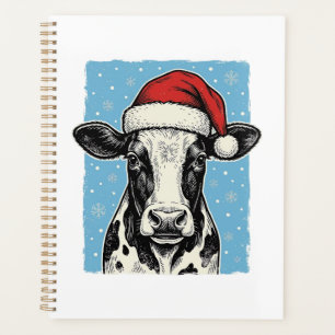Vintage-Weihnachtskuh-Santa-Hut-Vektordesign_1 Planer